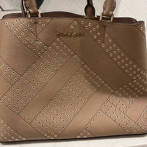 Tan Michael kors purse with handle and crossbody strap